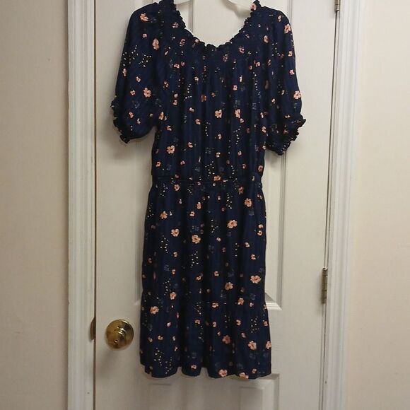 OLD NAVY Womens Summer Dress, Blue/Pink Floral, On/Off Shoulder, Size S - Picture 7 of 10